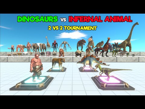 2 vs 2 Tournament Dinosaurs vs Infernals & Animals - Animal Revolt Battle Simulator