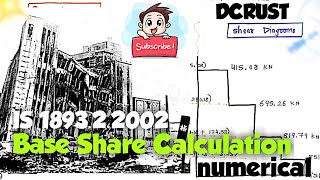 Base Shear Calculation as per IS 1893.2.2002 | Earthquake engineering |  DCRUST