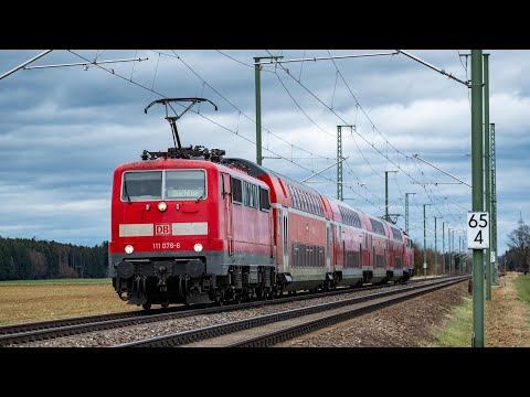 BR111 DoSto Sandwich Ersatzverkehr auf der Strecke München-Buchloe am 7. April 2022 im Orkan