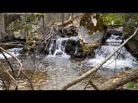 Relaxing waterfall of destroyed old watermill, HD