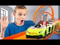Kade Shrinks to Race his Giant Hot Wheels Track with Infinity Loop! With the Fun Squad!