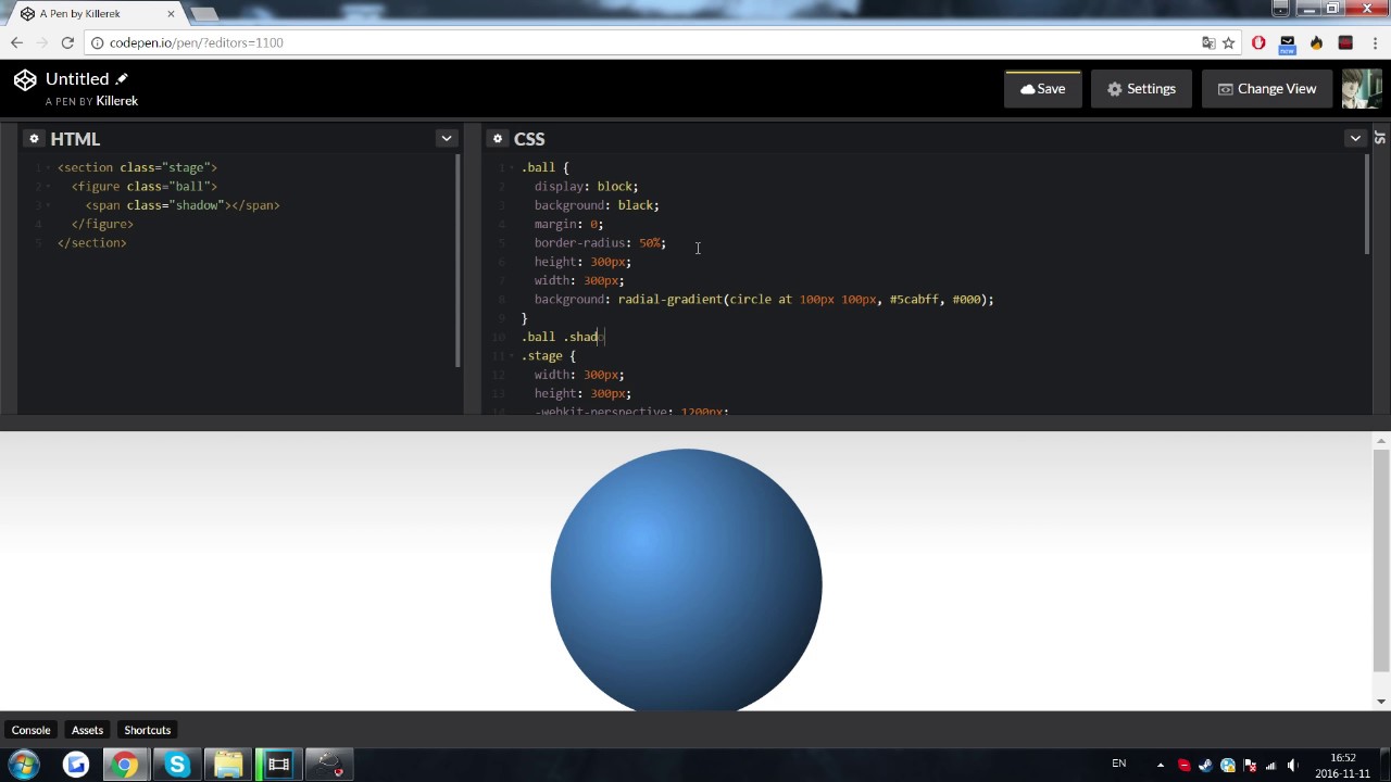 CSS - Making a 3D sphere with shading.