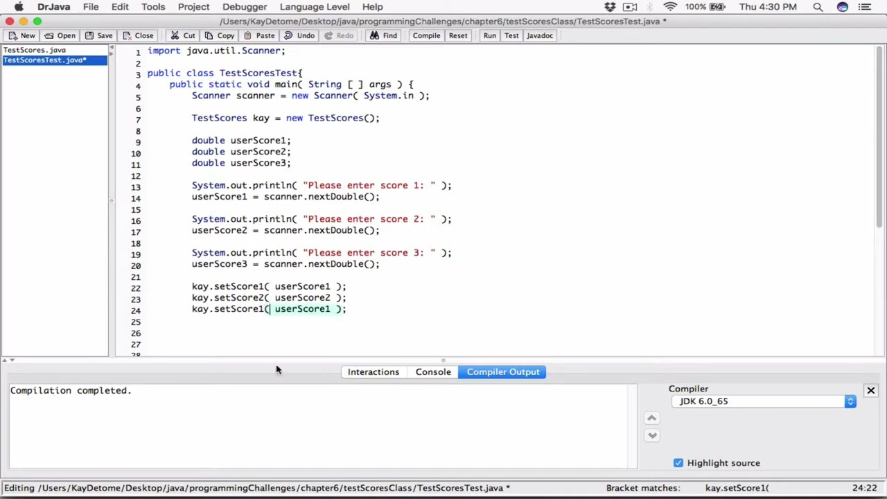 6.6. (Part 2) TestScores Class - Java