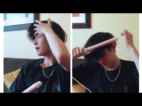 EXO Lay trying to straighten his hair without stylists | Zhang Yixing hair straighten tutorial 😄