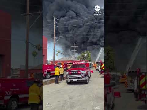 Firefighters continuing to battle weeklong warehouse fire in Los Angeles