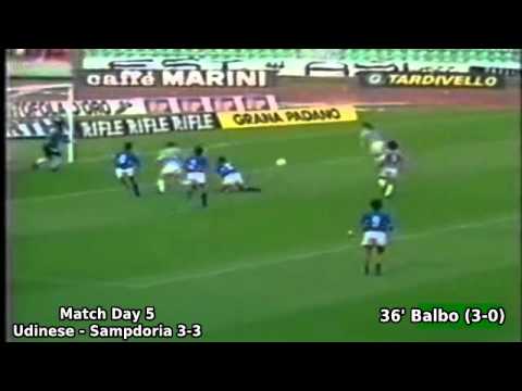 Serie A 1989-1990, day 5: Udinese - Sampdoria 3-3 (Balbo goal)