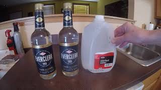Cutting 190 proof Everclear to 80 proof.