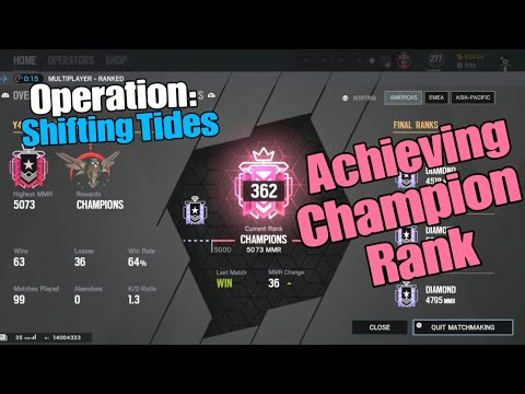 ACHIEVING CHAMPION RANK ON OPERATION SHIFTING TIDES - Rainbow Six Siege Console Champion