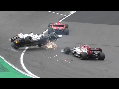 F1 Eifel GP Nürburgring 2020 - BIG CRASH, SPINS & OVERTAKES