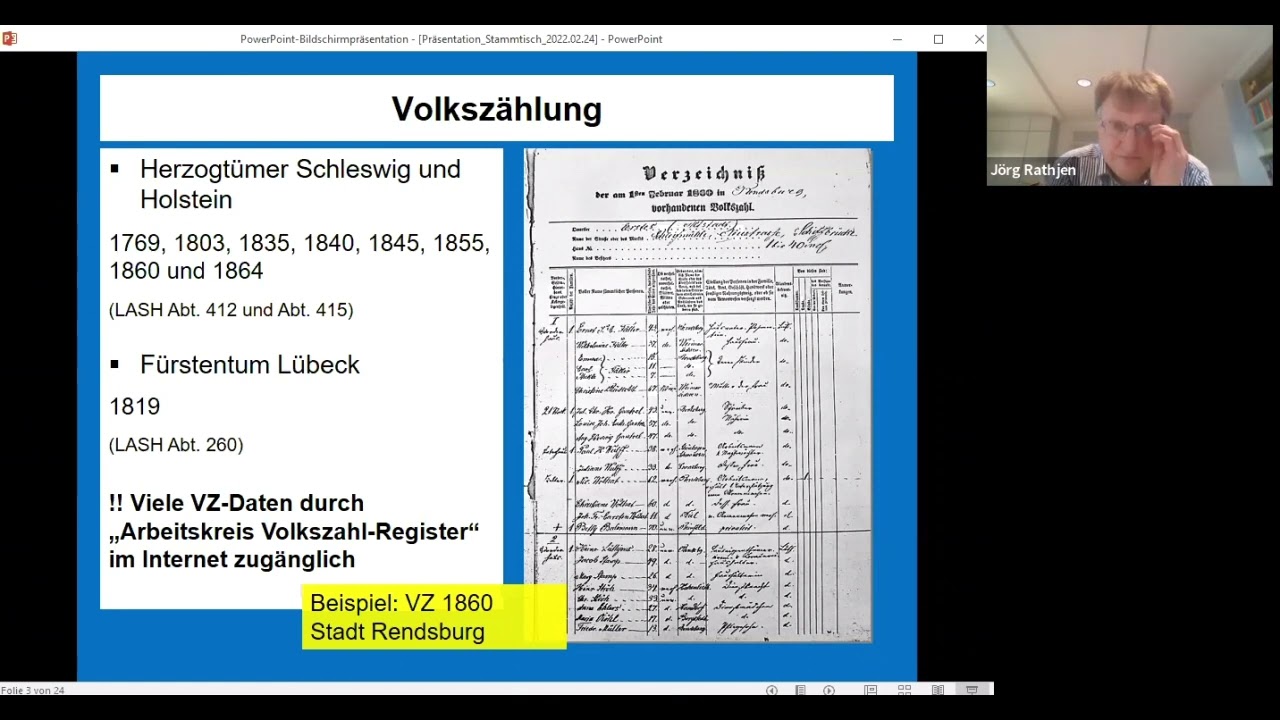 Online-Stammtisch Familienforschung, 24.02.2022 - Familiengeschichtliche Quellen im Landesarchiv SH
