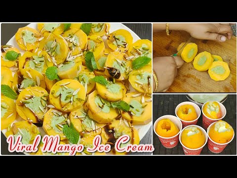 Viral Mango Ice cream With Pistachio Cream Filling | Mango Ice Cream Recip | Stuffed Mango Ice Cream
