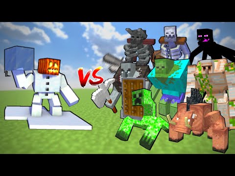 100 Mutant Snow Golems vs 100 All Mutant Creatures in Minecraft Mob Battle