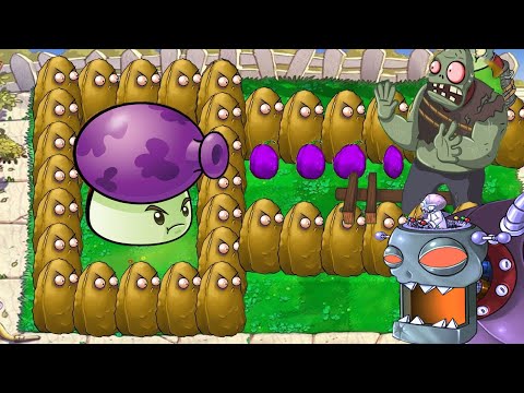 99 Fume shroom vs 99 Scaredy-shroom vs Gargantuar - Plants vs Zombies Hack