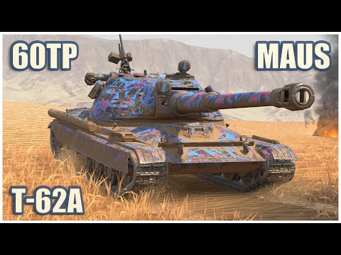 Maus, 60TP & T-62A • WoT Blitz Gameplay