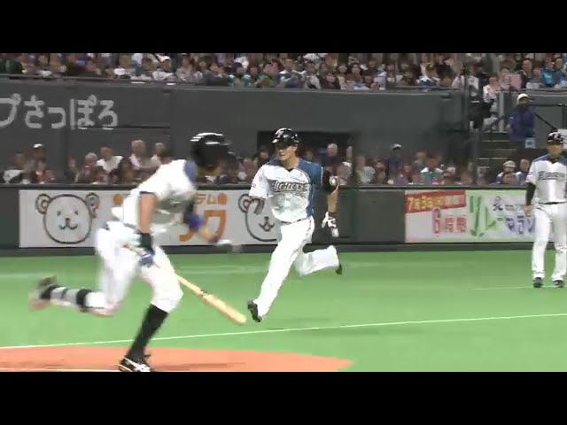 【5回裏】警戒されても決める!! ファイターズ・中島卓の技術+西川の足=完璧スクイズ!! 2016/4/26 F-E