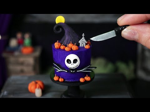 Tiny Edible Tim Burton Cake For Halloween | Mini Halloween DIY Cake Decorating | Miniature Cooking
