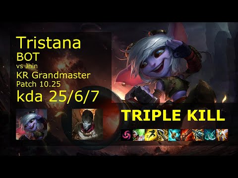 Tristana ADC vs Jhin - KR Grandmaster 25/6/7 Patch 10.25 Gameplay // [롤] 트리스타나 vs 진