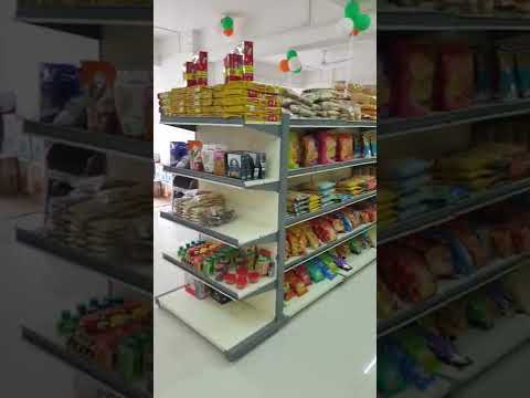 Metal grocery store double side display rack