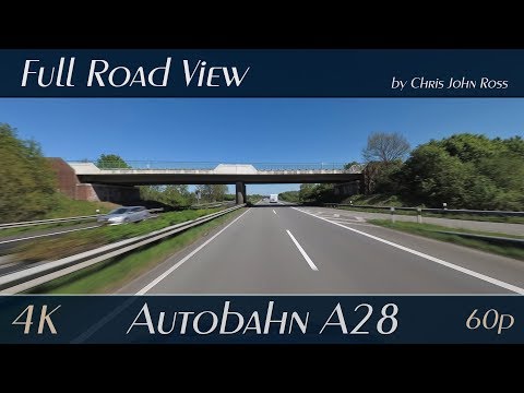 Autobahn (A28), Germany: Leer-Ost - Filsum - Apen/Remels - 4K (UHD/2160p/60p) Video