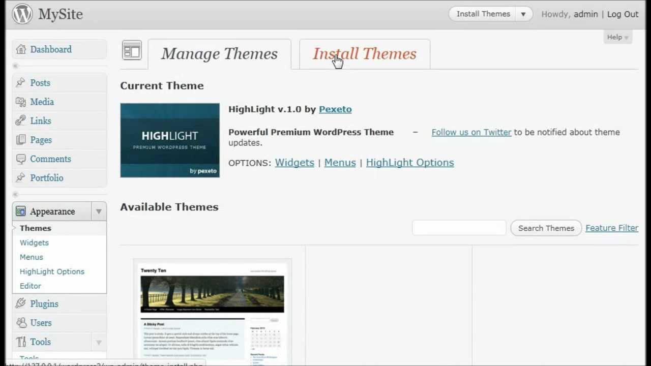 Installing Pexeto Theme via WordPress