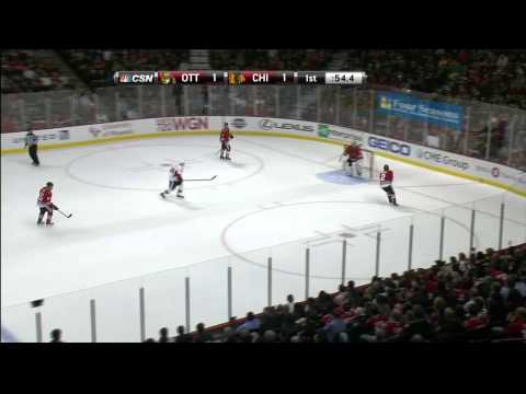 Milan Michalek wrist shot goal 1-1 Ottawa Senators vs Chicago Blackhawks 10/29/13 NHL Hockey.
