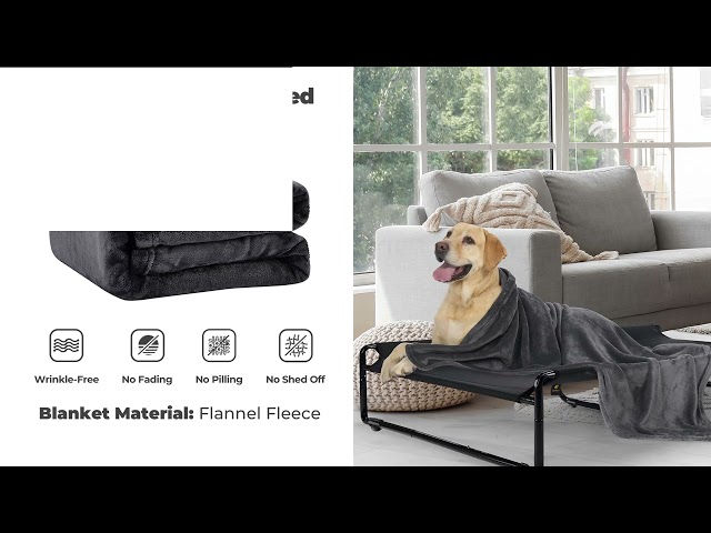 Veehoo Back-rest Elevated Dog Bed with a Blanket