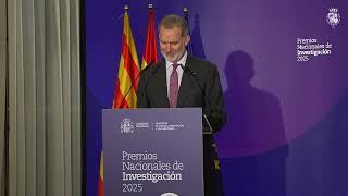 ​Palabras de Su Majestad el Rey en la entrega de los Premios Nacionales de Investigación 2025