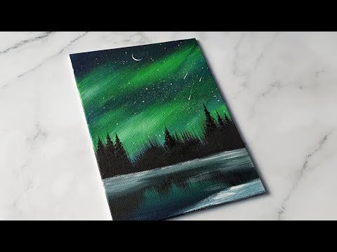 easy way to paint the northern lights / acrylic painting ideas for beginners ✨️