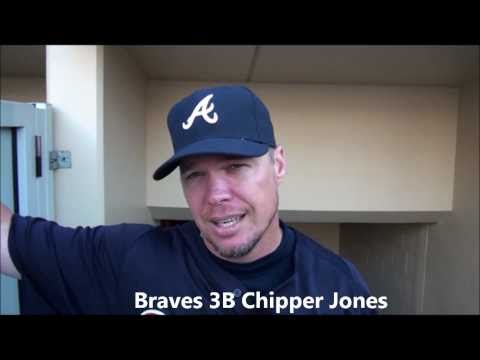0 Chipper Jones, Jacob Hester And Phillip Rivers Hanging Out During Braves BP In San Diego