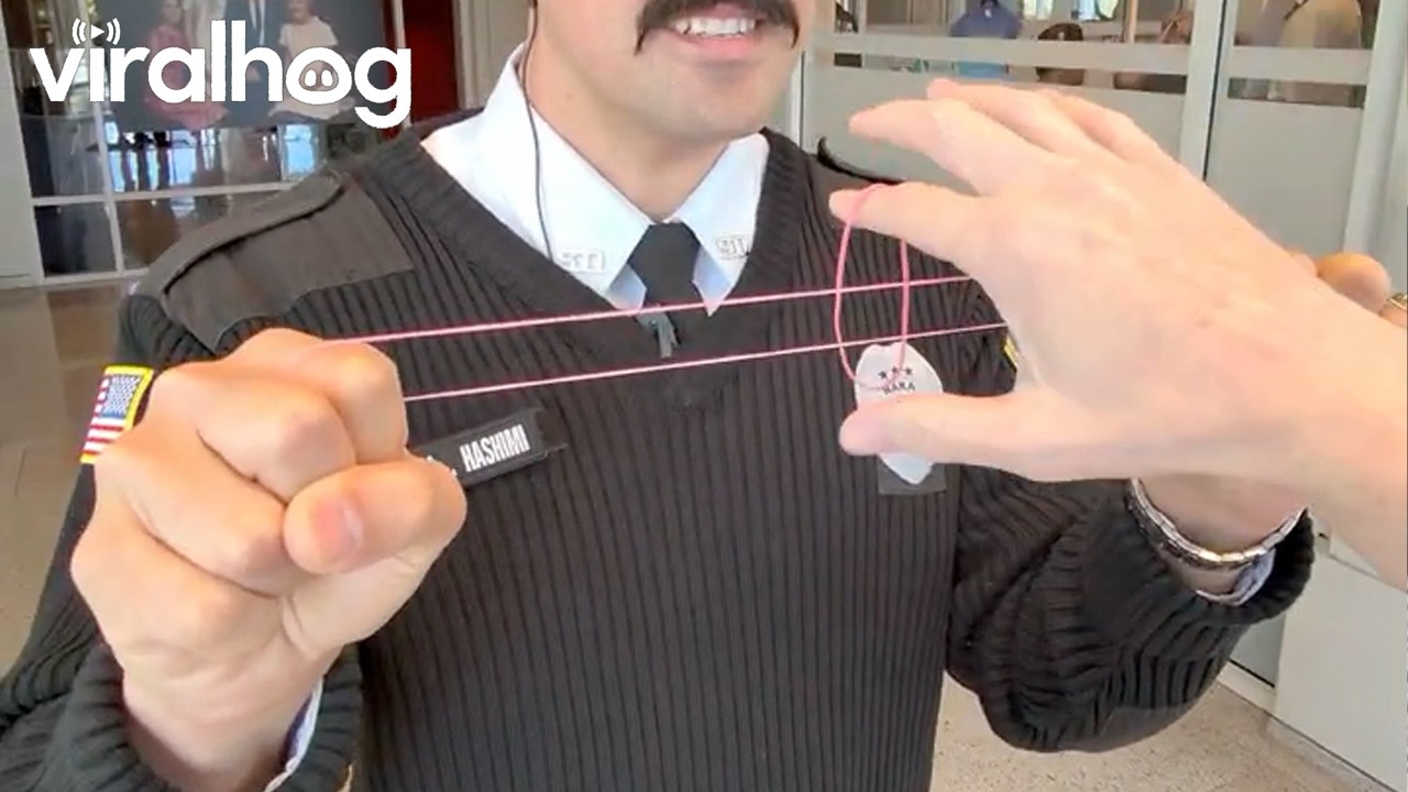 Security Guard Shocked By Rubber Band Magic Trick || ViralHog