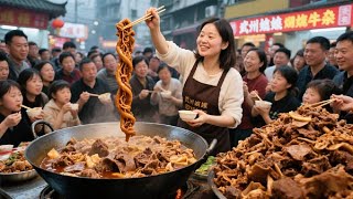 武汉姑嫂开爆火牛杂店，桌子占满整条街月流水破百万，食客挤破头来吃【探味小幺】