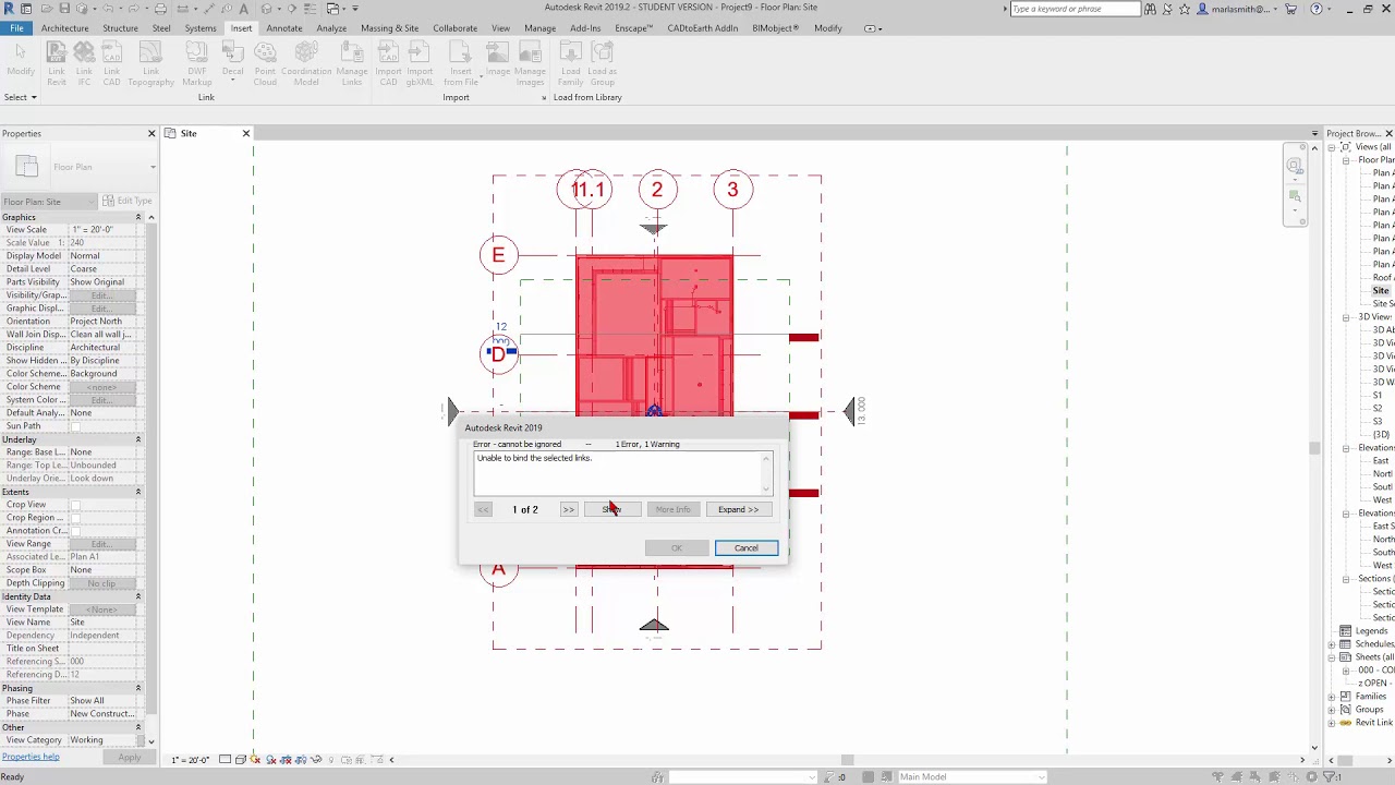PHSD REVIT FILE LINK AND BIND TROUBLE