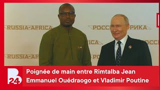 Poignée de main entre Rimtalba Jean Emmanuel Ouédraogo, et le Président russe, Vladimir Poutine