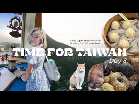 HORA DO VLOG DE TAIWAN 3 🇹🇼 | viagem de um dia à Cachoeira Shifen 🛤️, Houtong Cat Village 🐈 e Jiufen 🏮