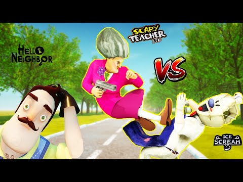 FENA KAPIŞTILAR 😱  Hello Neighbor vs Scary Teacher vs Ice Scream