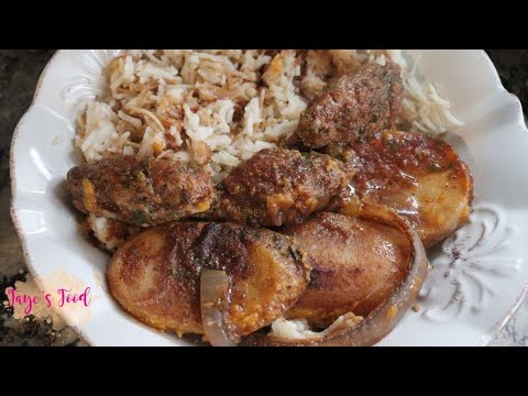 Kafta Bil Sanieh (Baked Kafta and Potatoes w/Rice Pilaf) || Lebanese Comfort Food