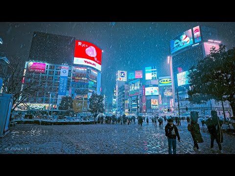 2 Hrs of Heavy Snow Night Walk in Tokyo, Japan • 4K HDR