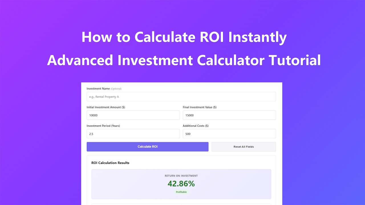 How to use ROI Calculator - Video Tutorial