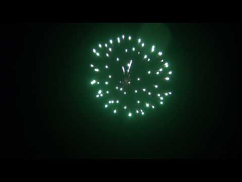 VDS0009  3 inch green peony with crackling core sends w/silver tail.