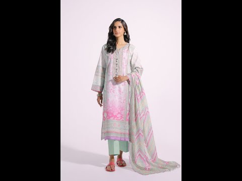 E0207 | ETHNiC Three Piece Suit | Printed Lawn | Unstitched