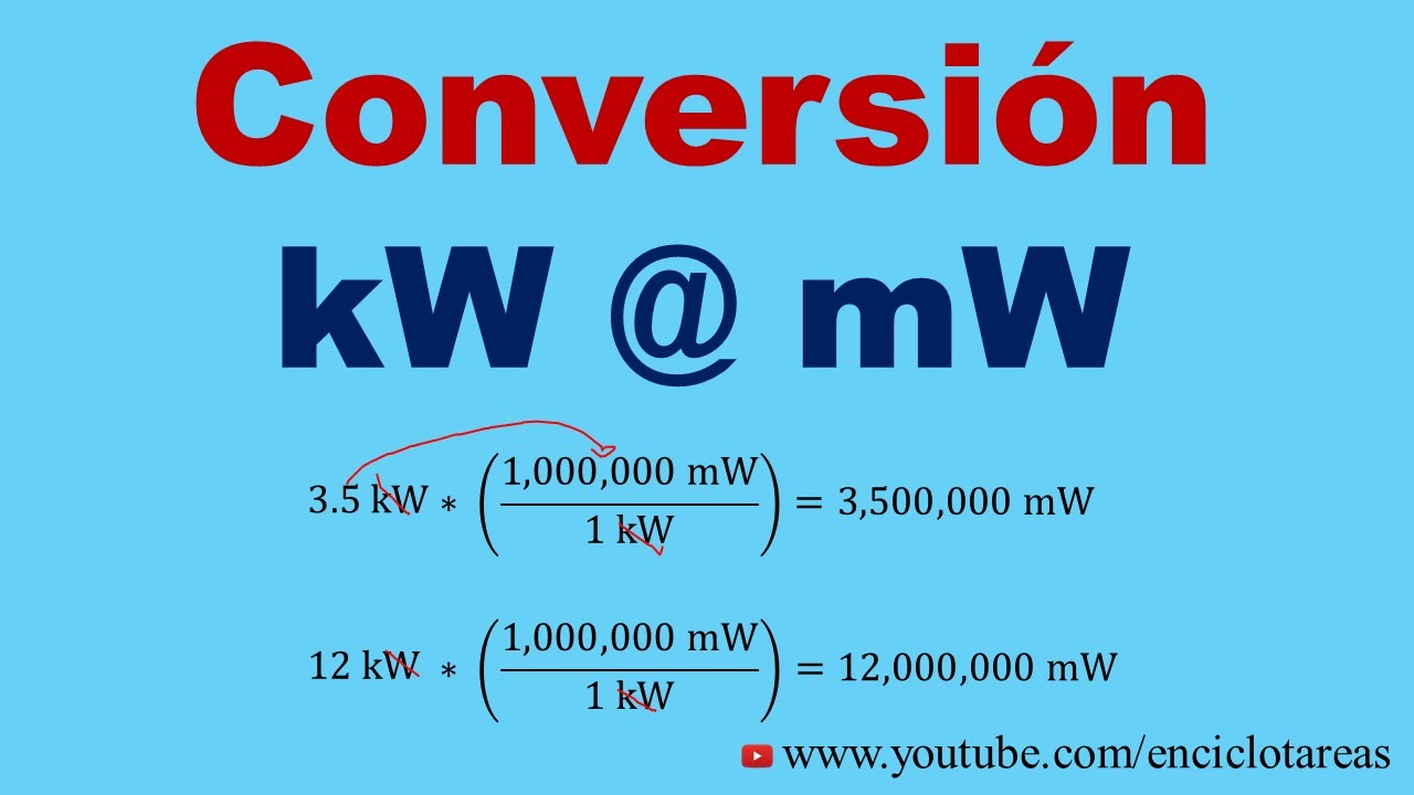 Convertir de Kilowatt a Miliwatt (kW a mW)