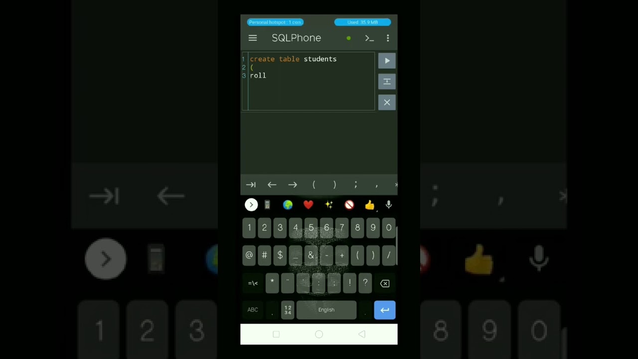 SQL first program in Android mobile | create table program #coding #sql
