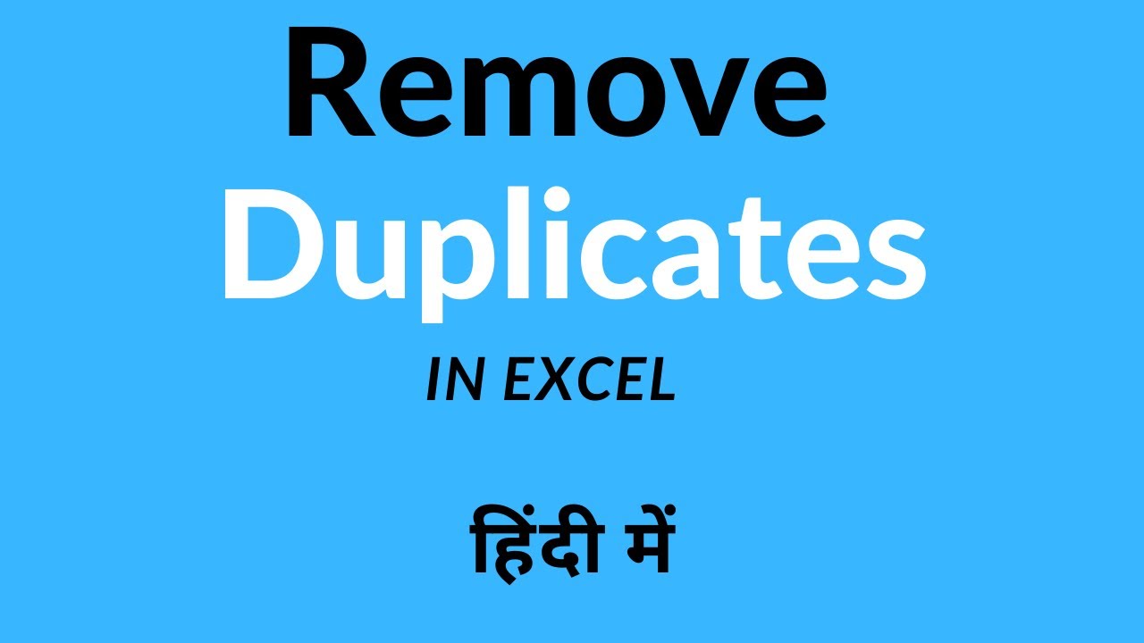 Find Duplicate Remove Duplicate Value in Excel