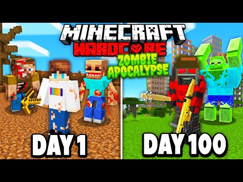 I Survived 100 Days in a ZOMBIE APOCALYPSE in Hardcore Minecraft...
