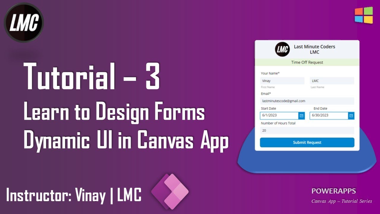 Tutorial 3: Learn to design Dynamic UI for forms in Canvas App