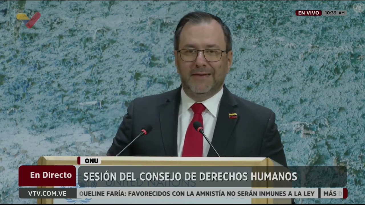Yván Gil en la sesión de Derechos Humanos de la ONU, 23 de febrero de 2026 en Ginebra, Suiza