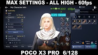 Black Desert Mobile MAX Settings All High 60fps on POCO X3 PRO  6/128 - Emulator for Android