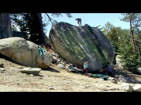 "Big Greeny" is a highball V2 boulder problem that's right behind campsite #19