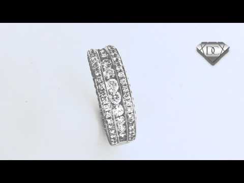 1.30 CT TW Round Diamond Wedding Band in Channel Pave Setting in 18K White Gold.
