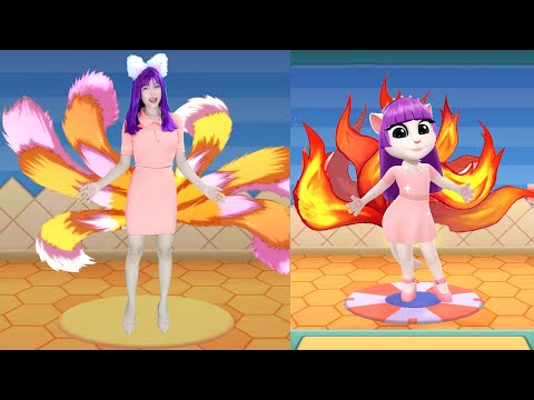 Cute Girl Cosplay Imitating Angela Becomes a Nine Tailed Fox - My Talking Angela 2 In Real Life